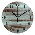 thumbnail image 2 of Wooden Print Round Wall Clock Non-ticking Silent Battery Operated Vintage Farmhouse Hanging Wall Watch For Living Room Bedroom（10 Inch）, 2 of 6