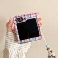 thumbnail image 3 of Pretty Case for Samsung Galaxy Z Flip 6 (2024),Cute Beautiful Bow Pattern Design Phone Protective Cover with Pearl Wrist Chain for Girls Women (with Chain), 3 of 12