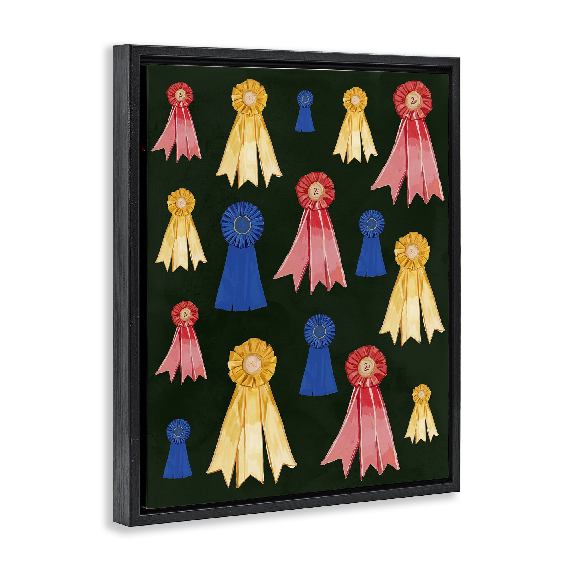 Stupell Industries Equestrian Ribbon Awards Sports Painting Black Floater Framed Art Print Wall Art, 25 x 31