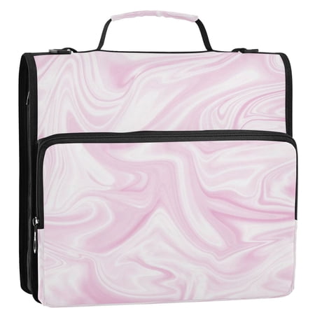 3 Ring Zipper Binder Stationery Organizer for Study Work Home Travel All-Purpose File Folder Storage Bag for Daily Document Organization Soft Blush Liquid Marble Tone