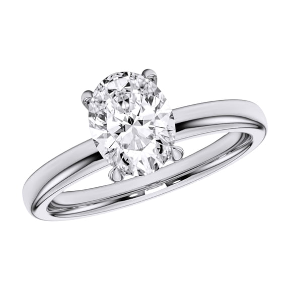 KEEVA JEWELS Oval Cut 2.00 Carat Moissanite Solitaire Engagement Ring for Women Made in White Gold Plated Silver Size 8