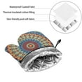 thumbnail image 6 of Daiia Round Mandala Pattern Oven Mitts and Pot Holders 4 pcs Set,High Heat Resistant 500 Degree Extra Thicken Long Kitchen Cotton Oven Glove, 6 of 6