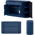 thumbnail image 7 of Amposei Modern Fluted Curved Sideboard Cabinet 55’’ Wooden Oval Credenza Buffet Console Storage Cabinet with Drawers for Living Room Entryway Dining Hallway, Navy Blue, 7 of 7