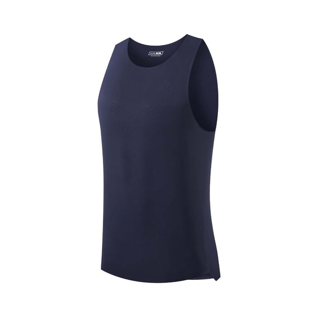 Men's Mesh Compression Slimming Tank Top, 4-Way Stretch Posture Support Chest Abdomen Body Shaper Gym Workout Undershirt,Navy,M