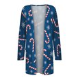 thumbnail image 6 of Floleo Clearance Fall Clothes For Women Fashion Woman Long Sleeve T-Shirt Autumn Open Front Christmas Cardigan Loose Outerwear Printing Blouse Coat Tops Blue, 6 of 6