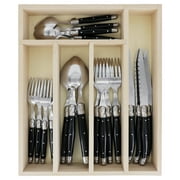 Laguiole Andre Verdier Flatware 20 Piece Set Service for 4  Debutant Laguiole Fine Dining Cutlery Black Flatware Set Mirror Finish in Tray Made In France