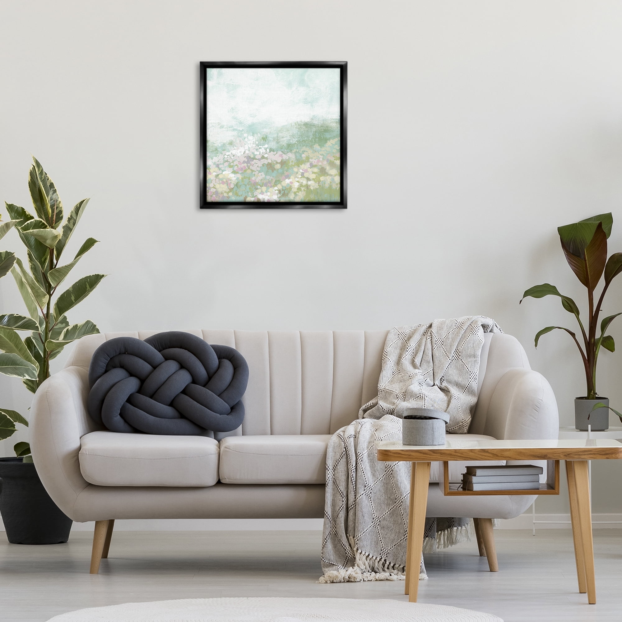 Stupell Industries Rural Meadow Impression Landscape Painting Black Floater Framed Canvas Art Print Wall Art, 25 x 25