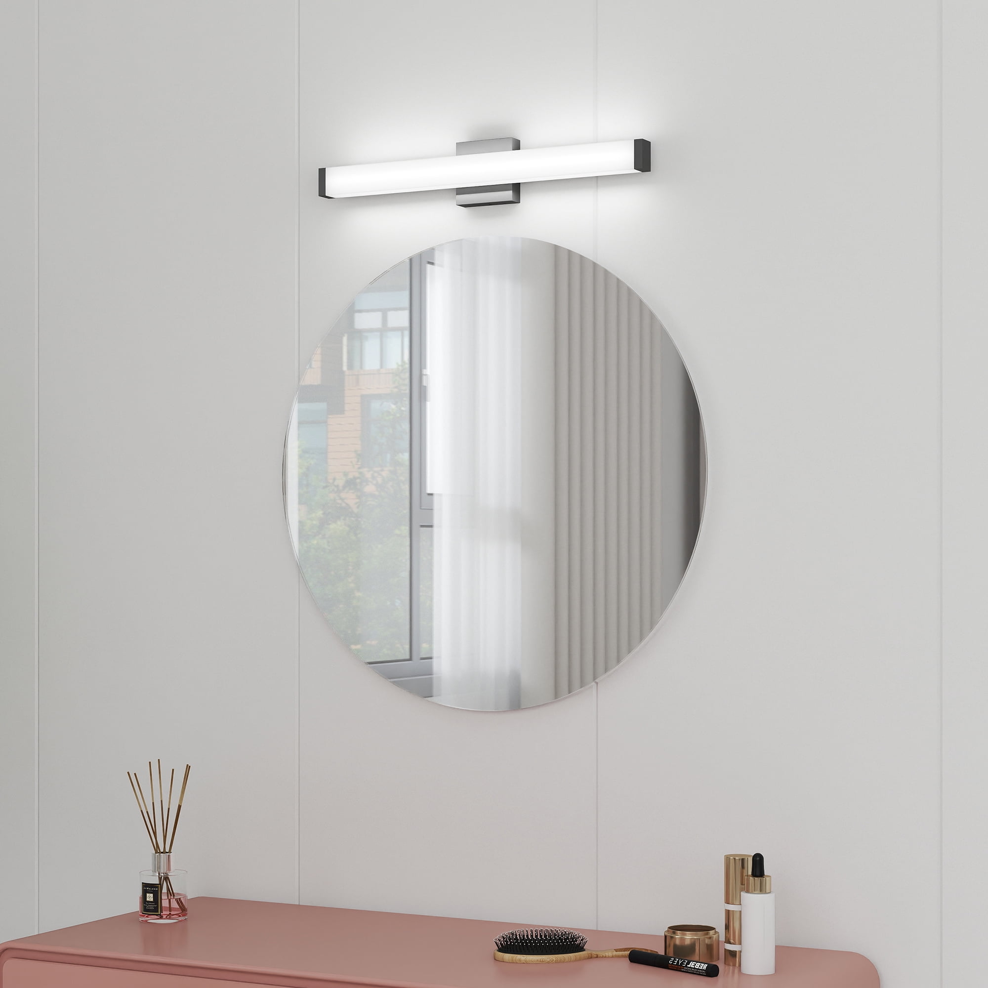 Leumius 25" Bathroom Vanity Light, Over Mirror Bathroom Vanity Light for Mirror Shower Bathroom Hallway Porch Black