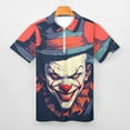 thumbnail image 3 of Psychedelic Clown Joker Men Zipper T-shirt Summer Casual Short Sleeve T-shirt Top, 3 of 7