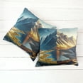 thumbnail image 6 of Ambesonne Lake Throw Pillow Cover 2 Pack, Dreamy Art Snowy Mountains Sun, 20", Sea Blue Dark Khaki, 6 of 7