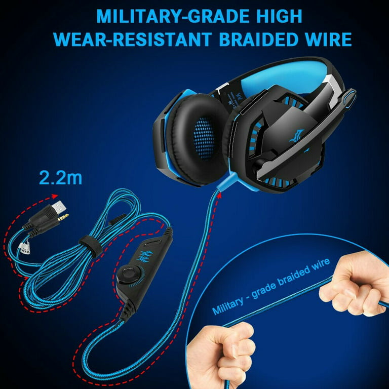 BlueFire Stereo Gaming Headset for PS4, PS5, PC, Xbox One, Noise Cancelling  Over Ear Headphones with Mic, LED Light, Bass Surround, Soft Memory
