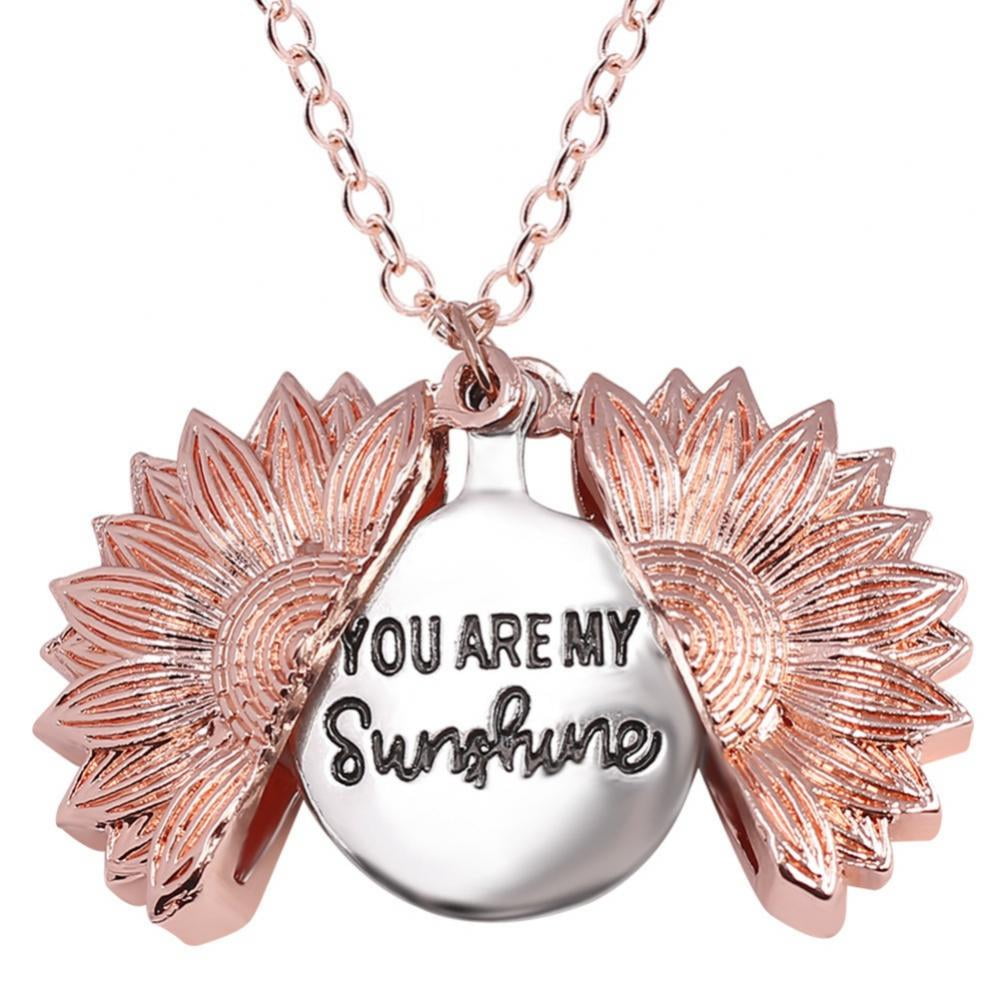 Fashion Sunflower Pendant Sun Flower Rose Gold Necklace Chain Jewelry Gifts 