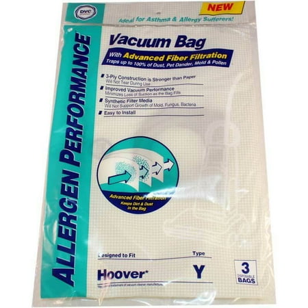 Hoover Style Y Synthetic HEPA Vacuum Cleaner Bags by DVC Made in USA [ 12 Bags ]