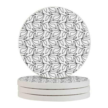 

Circular Drink Coasters Set Ethnic Boho Pattern Black Beautiful Home Decor Diatomite Heat-Resistant Diatomite Protect Table Countertop
