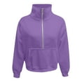 thumbnail image 3 of idosla Girls Half Zip up Sweatshirt Trendy Winter Cropped Long Sleeve Shirt Pullover Youth Preppy Tween Girl Cute Clothes (Dark Purple, 9-10 Years), 3 of 6