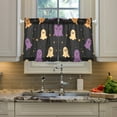 thumbnail image 2 of Yayeee Kitchen Curtains Light Filtering 27"x24" Rod Pocket Short Cafe Window Panel, Black Halloween Ghosts, 2 of 7