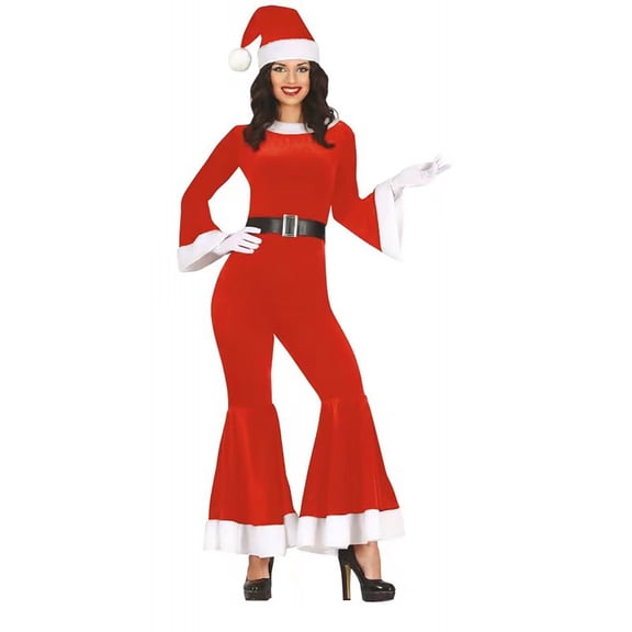 Christmas Elf Outfits Set Party Clothes Ladies Red Long Sleeve Jumpsuits RD1 S