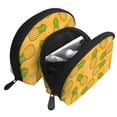 thumbnail image 3 of YFYANG 2 Piece Women's Portable Makeup Bags, Yellow Cartoon Pineapple Doodle Clutch Travel Toilet Bags Cosmetic Organizer, 3 of 7