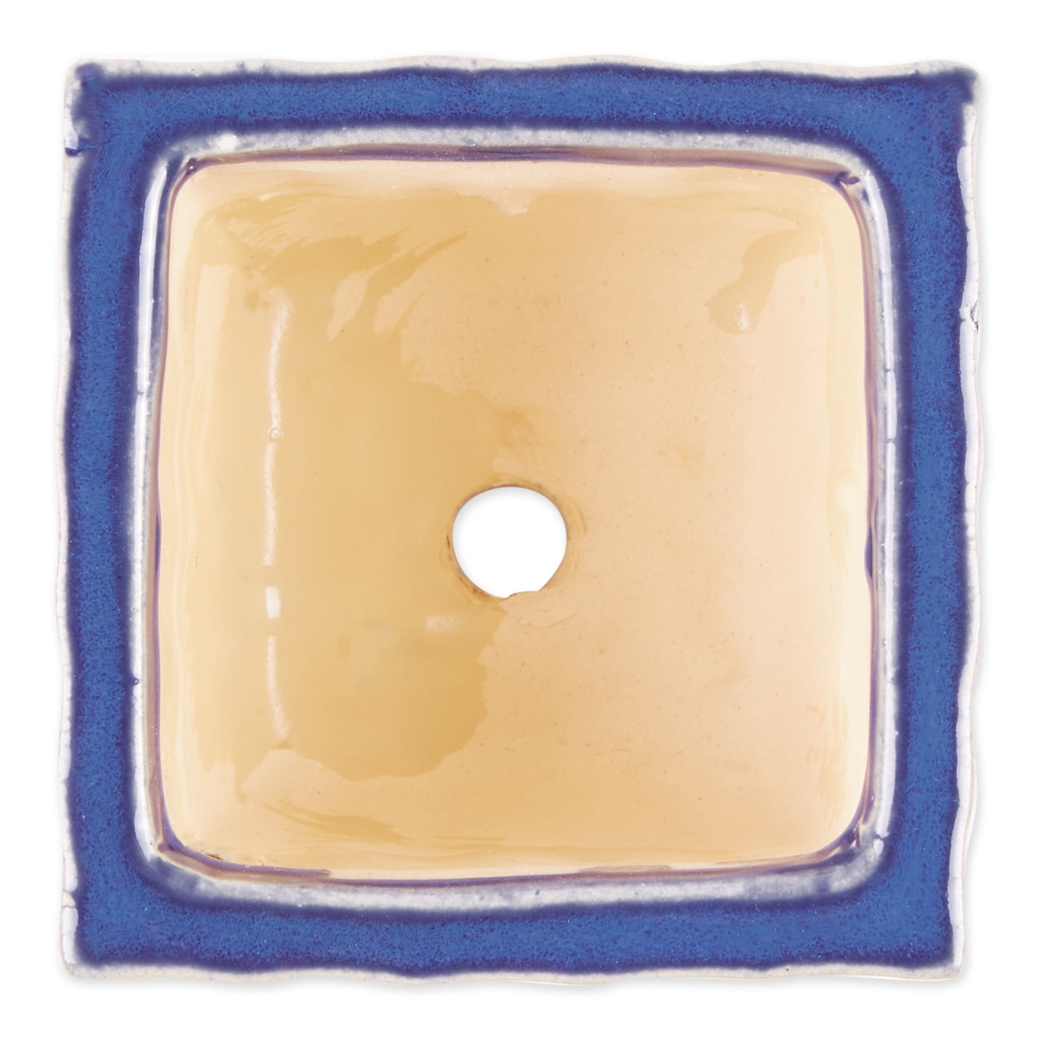 Zingz & Thingz 12" x 4" x 4" Square Blue Ceramic Plant Pot (3 Pieces)