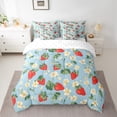 thumbnail image 3 of Manfei Teens Fruit Strawberry 7-Piece Twin Bedding Sets, Blue Cartoon Bedding Comforter Set, Tropic Flower Plant Reversible Sheet Sets, Microfiber Bedroom Decor, 3 of 8