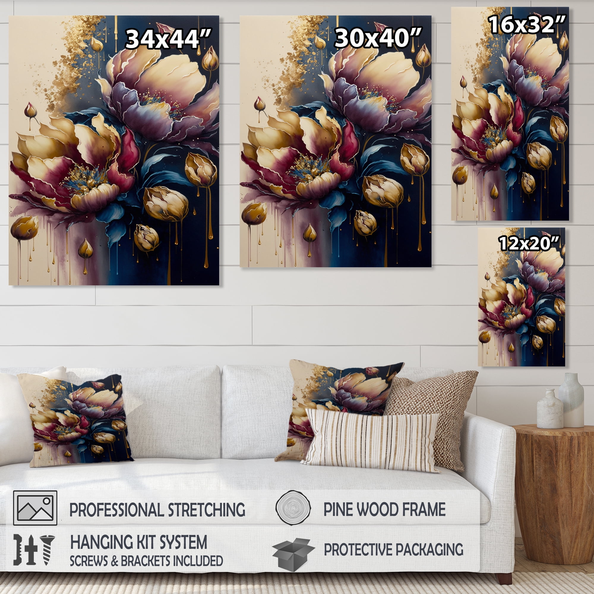 Designart Night Shade Tulip Design III Canvas Wall Art