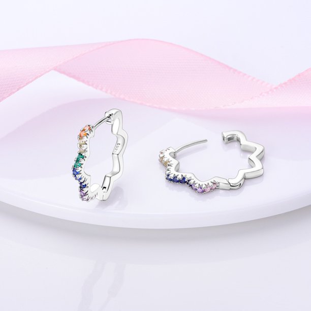 Pendientes De Plata 100 % S925 Plumas De Pandora De Colores Joyería Exquisita Gao Jiahui unisex