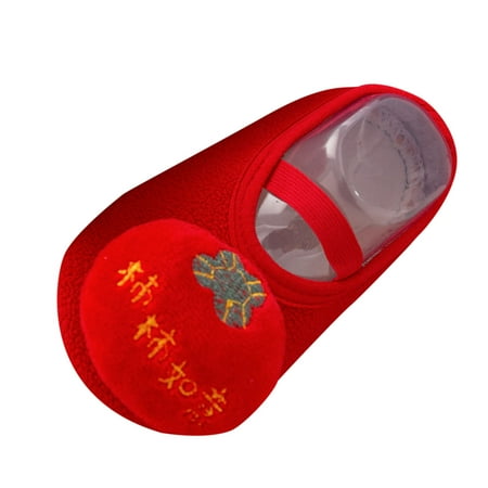 

Zlekejiko Autumn And Winter Children Toddlers Boys And Girls Floor Sports Non Slip Warm Comfortable Solid Color Chinese New Year Style