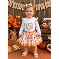 thumbnail image 3 of Miaouyo Toddler Girl Thanksgiving Outfits Long Sleeve Tops + Pumpkin Print Skirt, 3 of 8
