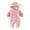 Pink#9527, variant on BOOMNY Toddler Girls Romper Cute Bunny Ear Long Sleeve Hooded Jumpsuits for Kids Soft Warm Loungewear Jumpsuit