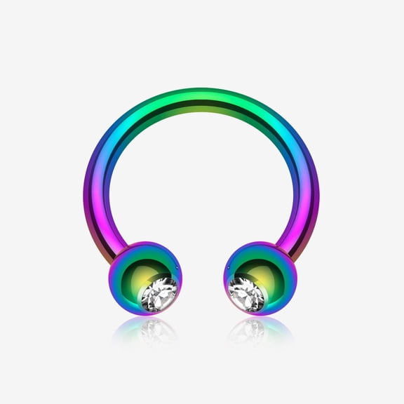 Colorline PVD Gem Ball Horseshoe Circular Barbell
