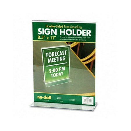 Nudell Plastics T-Frame Base Desktop Sign Holder, Acrylic, 8-1/2 x 11
