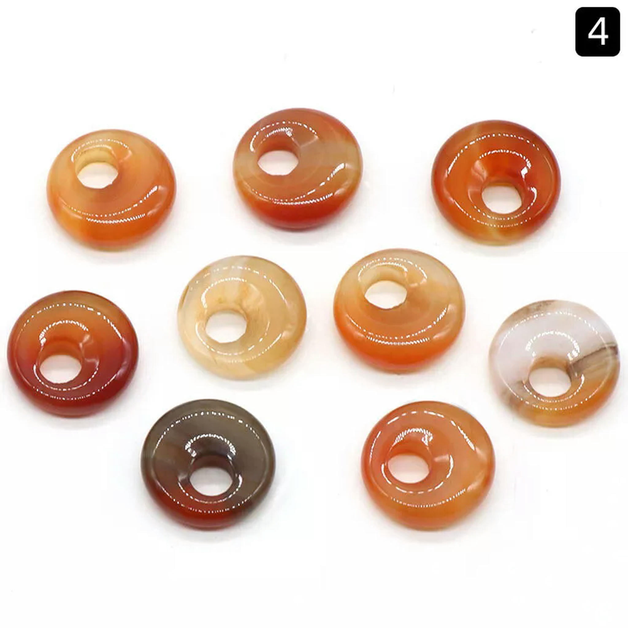 HOOUN 30pcs Mix Stone Natural Ping An Safety Buckle Deviation Round Bead Big Hole
