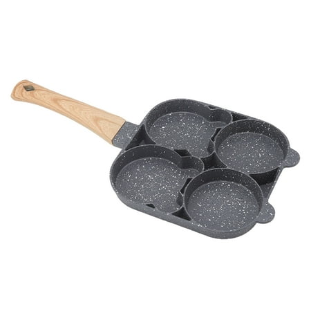 

4 Hole Frying Pan Anti Scalding Heat Resistant Elegant Texture Black Omelet Pan With Handle For Kitchen Bear Wood Grain For Gas And Induction Cooker Black