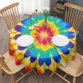 thumbnail image 3 of Colorful Rainbow Tie Dye Spiral Pattern Round Tablecloth 60"x60",Wrinkle Wipeable Table Cloth for Kitchen Dining Room Picnic Patio Party, 3 of 6