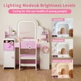thumbnail image 5 of Jolie Vallee Princess Makeup Desk for Little Girls, 3-in-1 Kids Vanity Set with Chair & Lighted Mirror, Toddler Pretend Play Dressing Table with Bookshelf & Storage Cabinet, White, 5 of 8