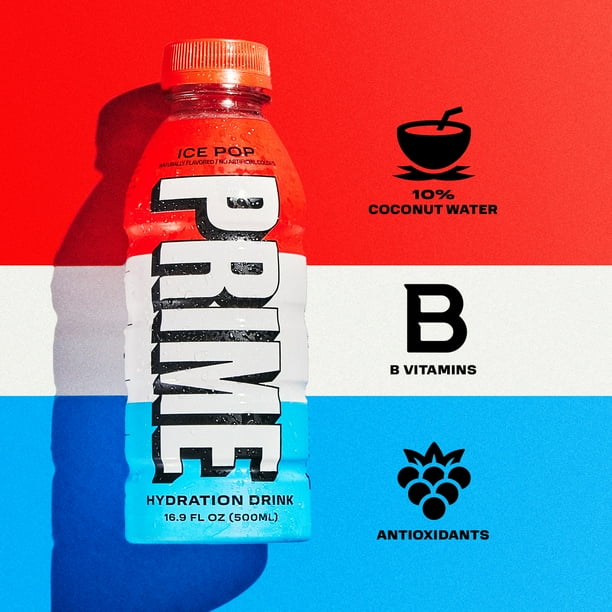 Prime Hydration Sports Drink, Ice Pop, 16.9 fl oz for Office