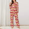 thumbnail image 3 of Wukai Red Lobster Print Women's Pajama Set - Soft Long Sleeve Sleepwear for Comfort and Style-Small, 3 of 9