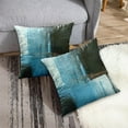 thumbnail image 4 of Throw Pillow Covers Modern Home Art Decor, 18 x 18 Inches Set of 2 Abstract Oil Painting Pillowcases for Bedroom, Living Room, Cushion Couch Sofa, Blue Brown Teal Beige, 4 of 6