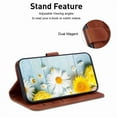 thumbnail image 6 of For iPhone 16 Plus 6.7" lily Embossed Strong Magnetic Attachment/Closure, Card Slots/Pocket, PU Leather Flip Wallet Case ﻿,Brown,For iPhone 16 Plus, 6 of 7