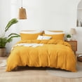 thumbnail image 3 of Alazuria Duvet Cover Set Soft Prewashed Microfiber with zipper and 4 corner ties Yellow Mustard color Twin size ( 90" x 68" ), 3 of 5