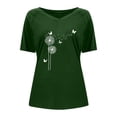 thumbnail image 4 of ICHUANYI Clearance Fashion Woman Causal V-Neck Printing Blouse Short Sleeve T-Shirt Summer Tops(Green, XXL) ICHUANYI WER2023080909518, 4 of 6
