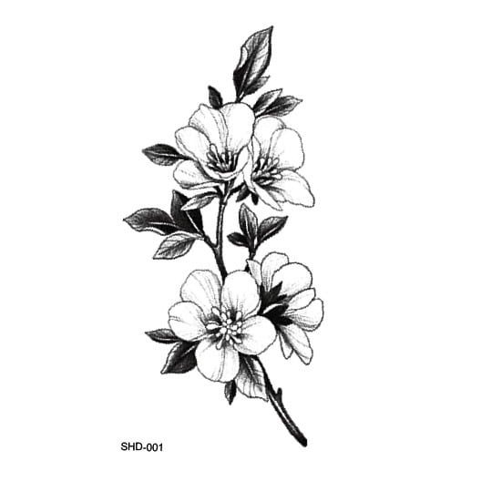 Tiny Branch Black Flower Temporary Tattoos For Women Girl Floral Bouquet Small Tattoo Temporary Tatoo Adults Face Hands Kids Sticker 2pack Walmart Com