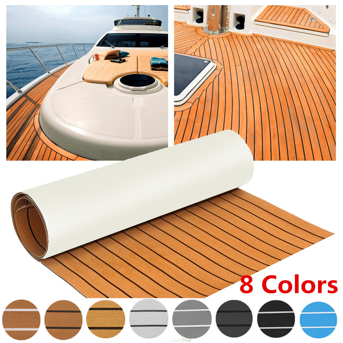 EVA Foam Teak Sheet Flooring Boat Decking Self-Adhesive Pad 94.5×2" #2 