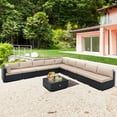 thumbnail image 1 of Costway 10 PCS Patio Rattan Furniture Set Outdoor Wicker Sofa Table Cushioned Seat Beige, 1 of 10