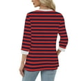 thumbnail image 3 of Fancifize Women Striped Tops 3/4 Sleeve Crew Neck Blouse Color Block Shirt Casual Loose Fall Fashion Outfits, 3 of 5