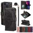 thumbnail image 1 of For iPhone 14 Plus Wallet Case, 9 Card Slots RFID Blocking Crossbody Leather Cover, Zipper Pocket, Detachable Wrist & Shoulder Strap, Magnetic Shockproof Protective Phone Case for Women,Black, 1 of 11