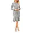 thumbnail image 1 of Vestido de cóctel elegante de mujer tipo sirena de manga larga de tweed, vestido ajustado XL blanco, 1 of 5