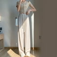 thumbnail image 5 of Yokua Womens Wide Leg Straight Sweatpants Solid Color Ribbed Loose Flowy Long Pants, 5 of 14