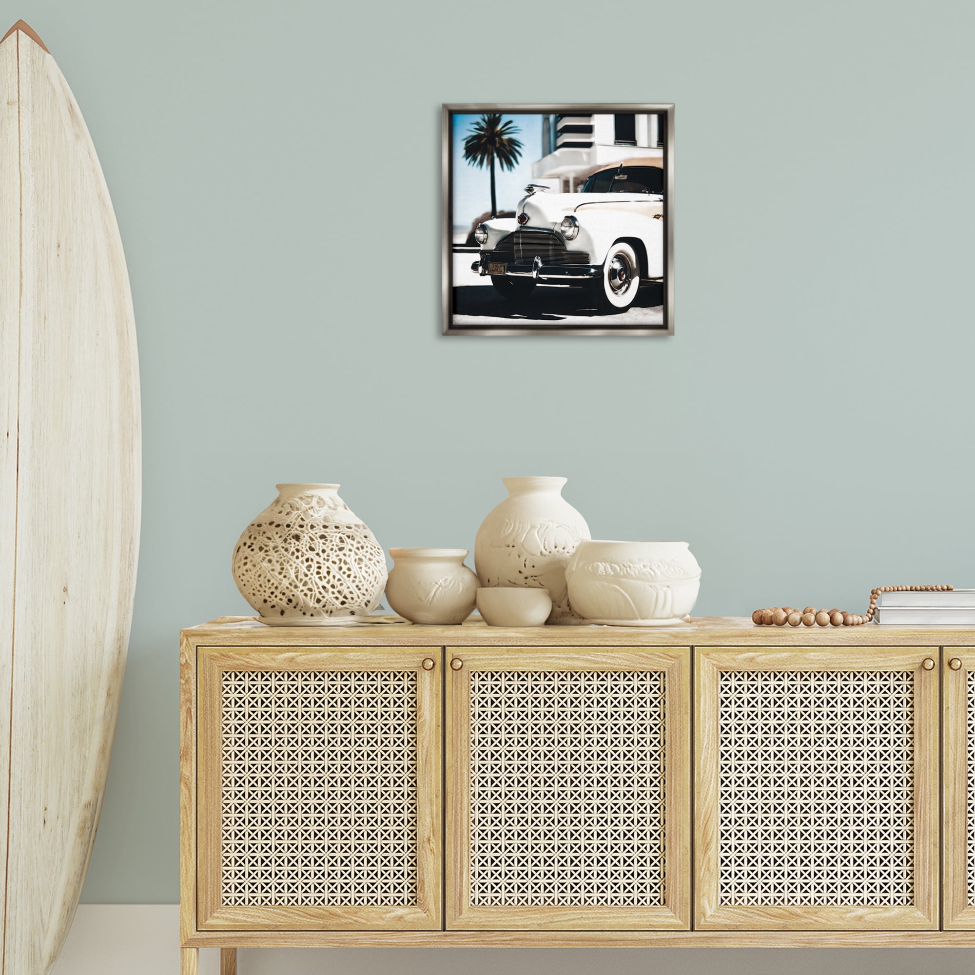 Stupell Industries California Cruise Car Transportation Painting Gray Floater Framed Canvas Art Print Wall Art, 18 x 18