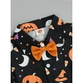 thumbnail image 5 of Qiylii Kids Boys Halloween Shorts Outfits Set, Short Sleeve Ghost/Pumpkin Print Shirt + Elastic Waist Shorts + Bowtie,9M-5Years, 5 of 9